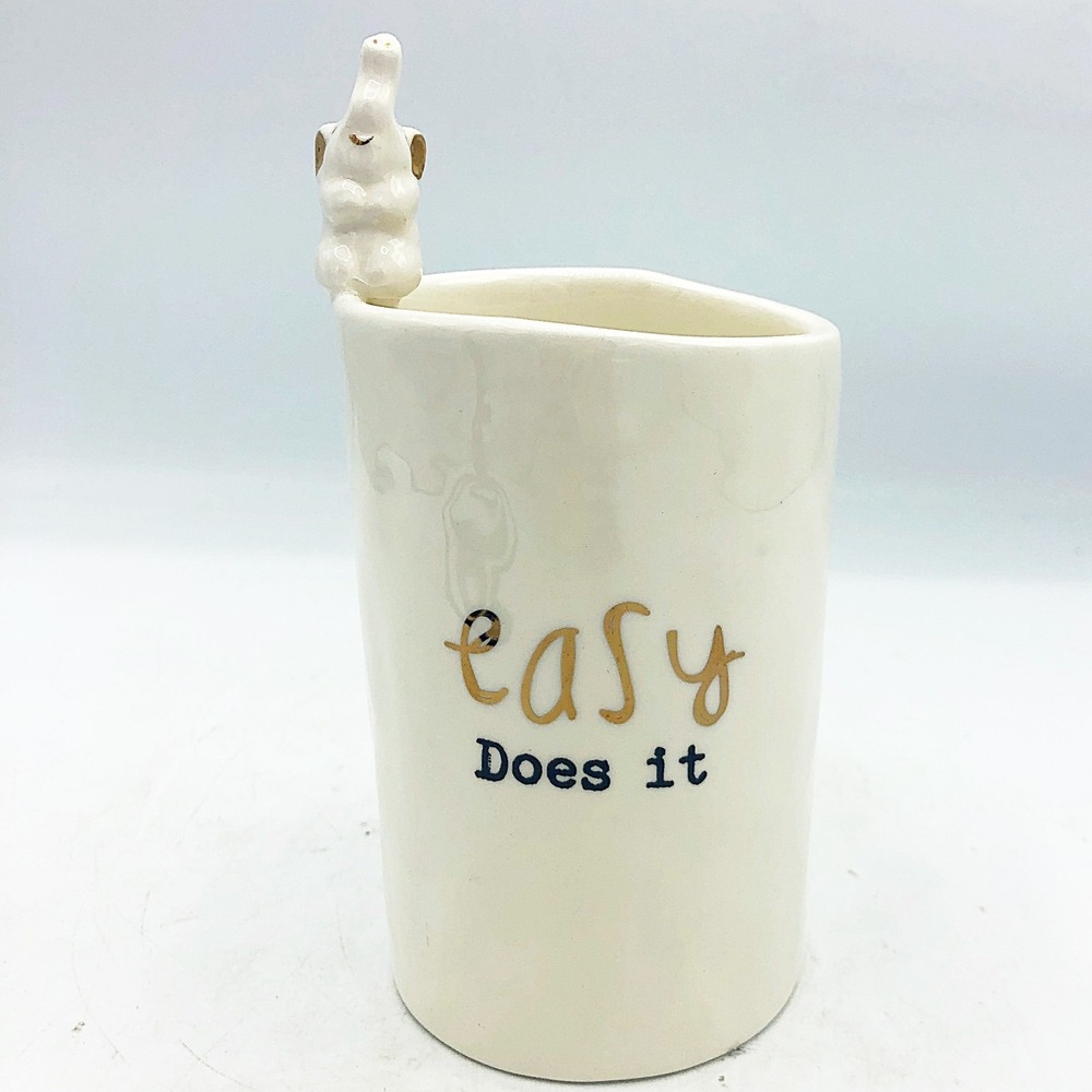 Easy Does It Elephant Stoneware Pencil Holder Vase